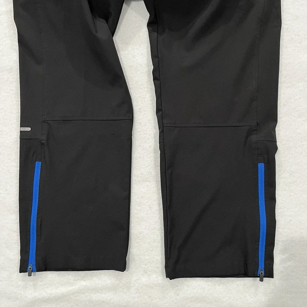 Free Country Men's Black Ankle Zip Micro-Tech Blue Accents Pants Large Y2K